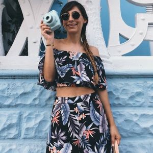 Europa Blue Floral Skirt Set